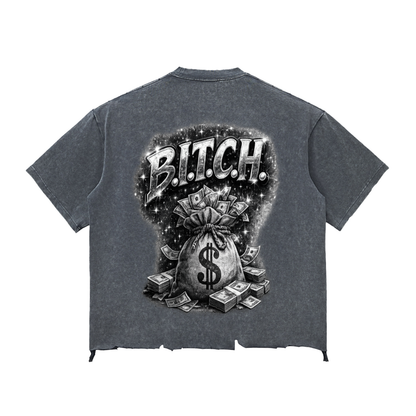 Snow Wash Raw-Hem Boxy T-shirt