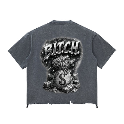 Snow Wash Raw-Hem Boxy T-shirt