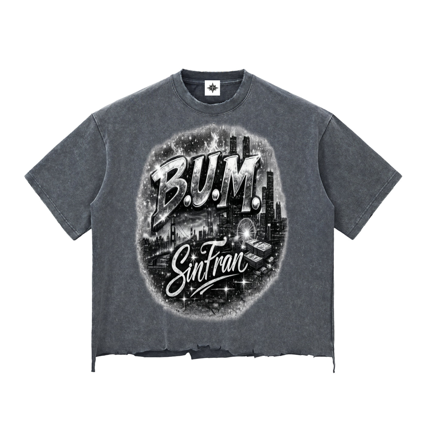 Snow Wash Raw-Hem Boxy T-shirt