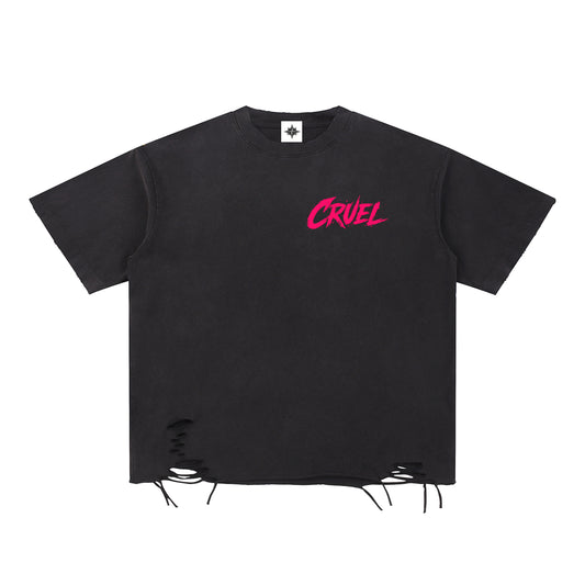 Snow Washed Raw-Hem T-Shirt