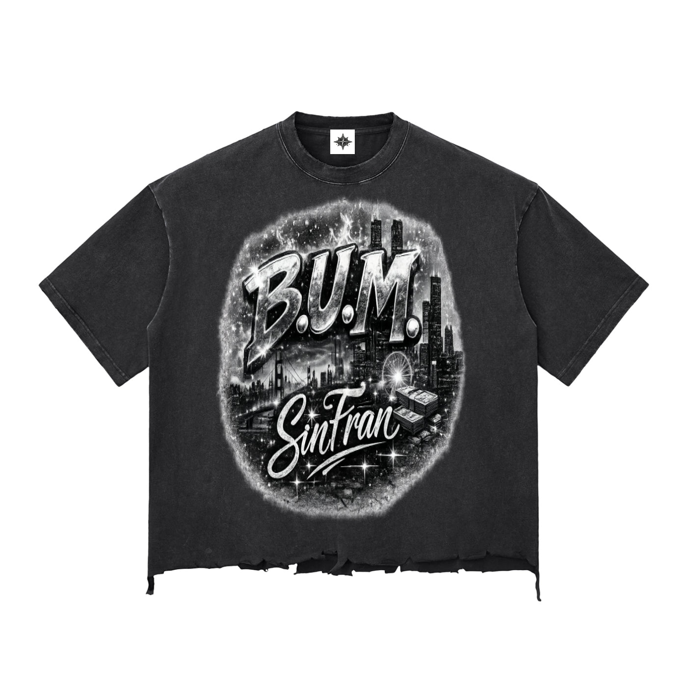 Snow Wash Raw-Hem Boxy T-shirt