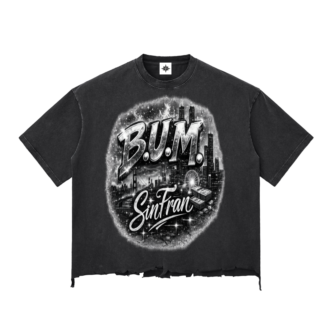 Snow Wash Raw-Hem Boxy T-shirt